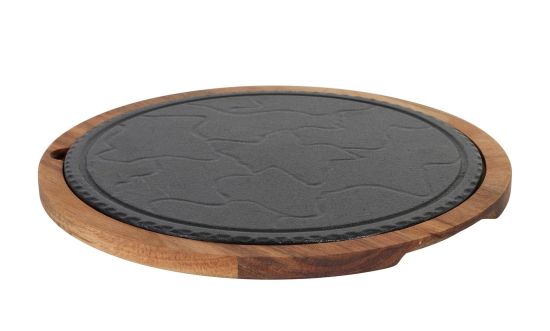 PLATO HIERRO FUNDIDO Y SOPORTE ACACIA ø30 cm